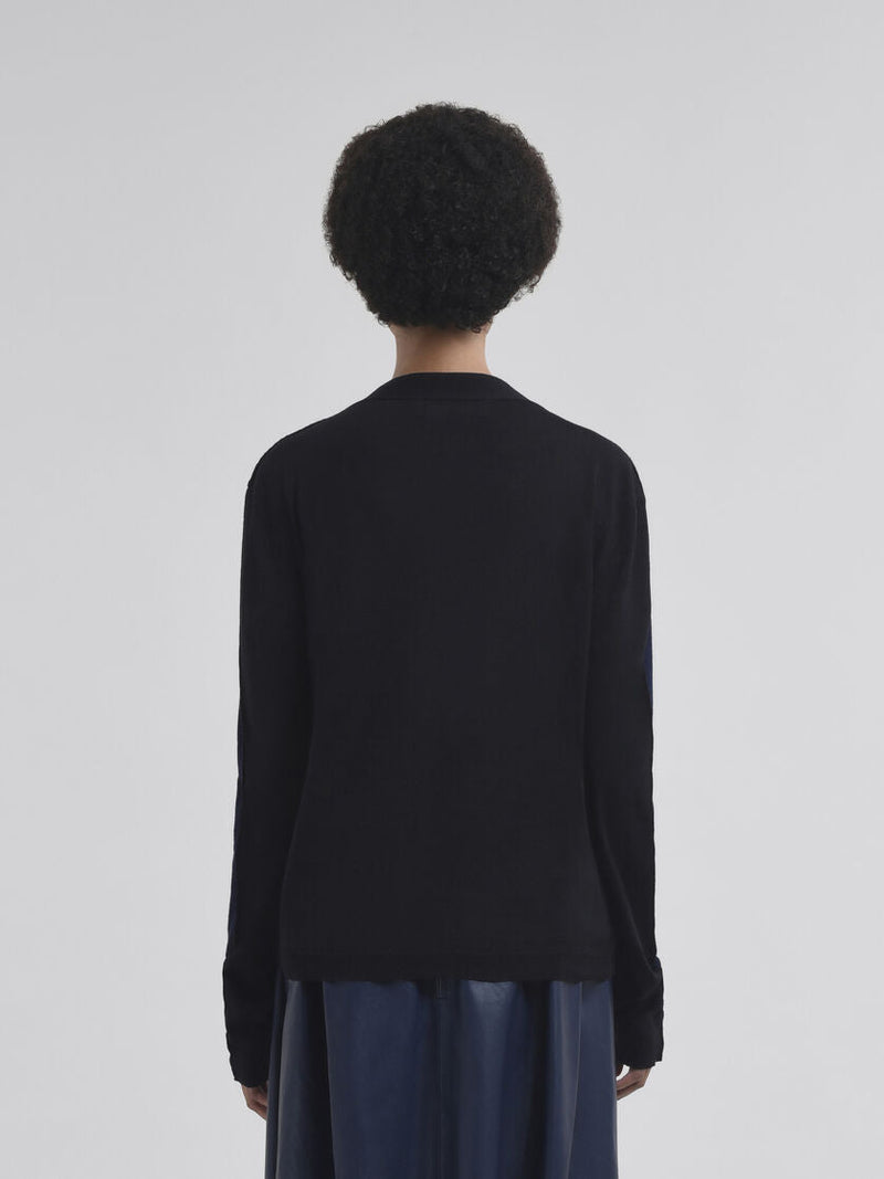 Blue Silk Wool Blend Cardigan