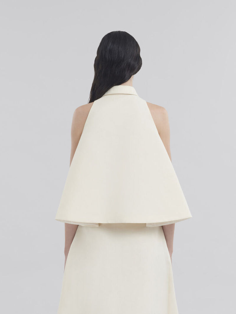 Ivory Cotton Flared Shirt with Marni Symbol