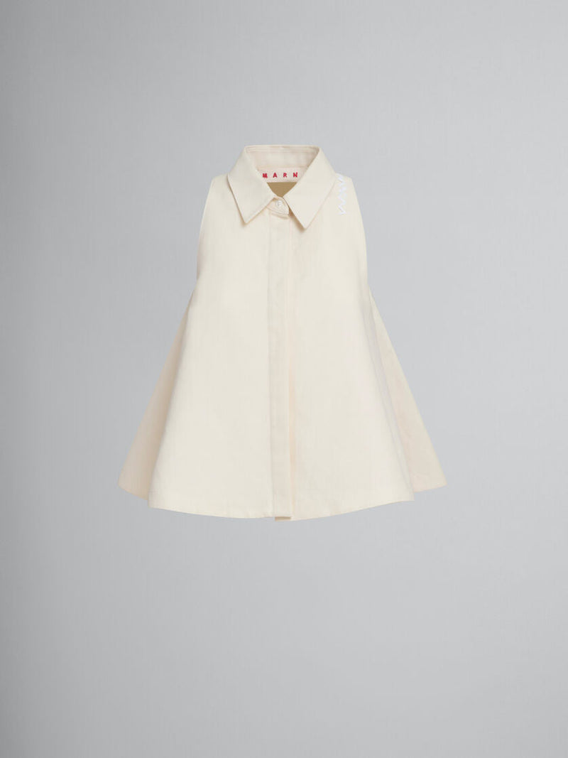 Ivory Cotton Flared Shirt with Marni Symbol
