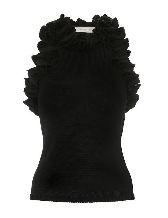 Matchmaker Ruffle Neck Top Black