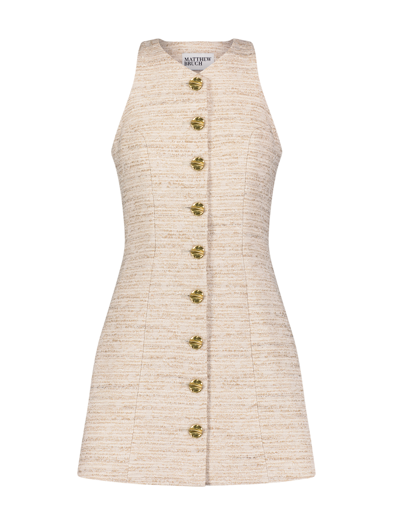 Natural Tweed Vest Mini Dress