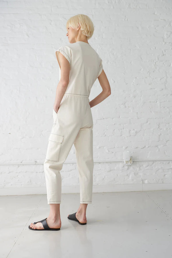 Traci Japanese Denim Jumpsuit Ivory