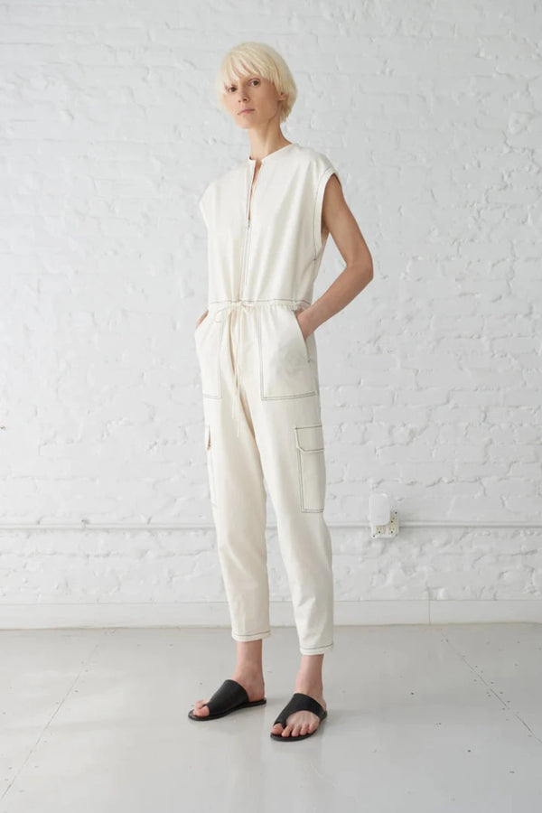 Traci Japanese Denim Jumpsuit Ivory