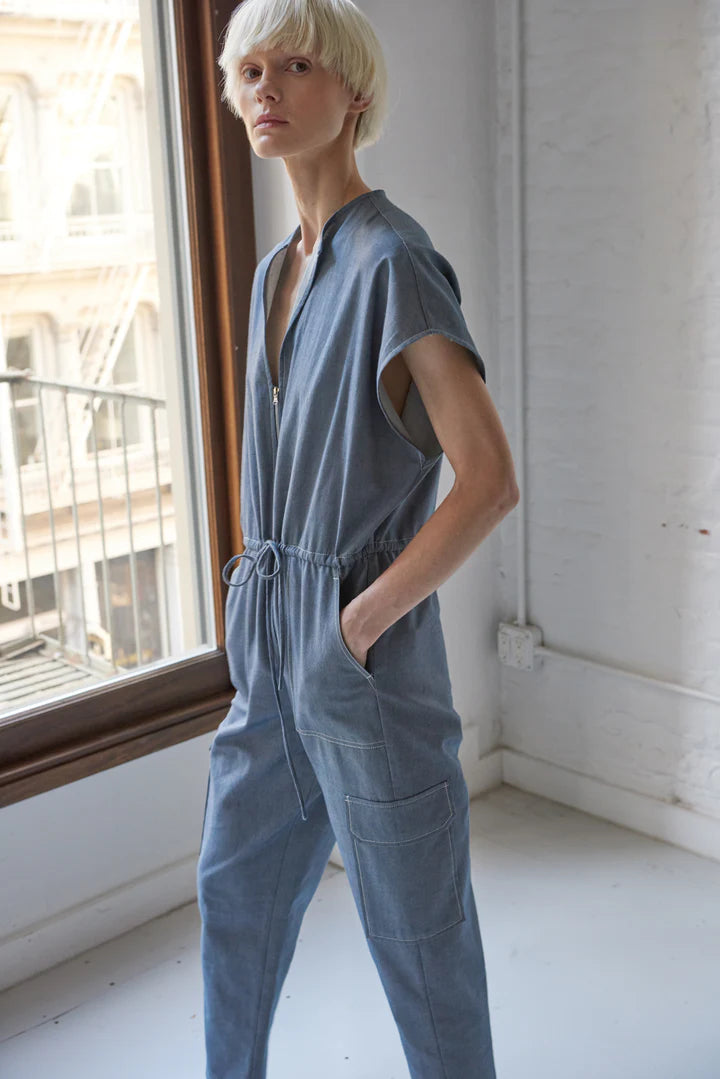 Traci V-Neck Japanese Jumpsuit Denim