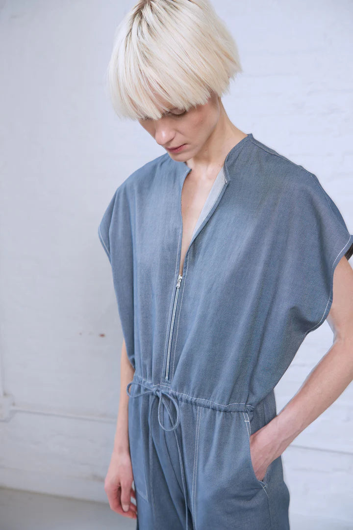 Traci V-Neck Japanese Jumpsuit Denim