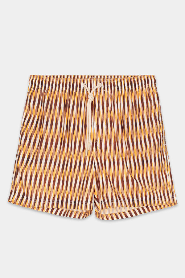 Ocra Brown Mixed Stripes Swim Shorts