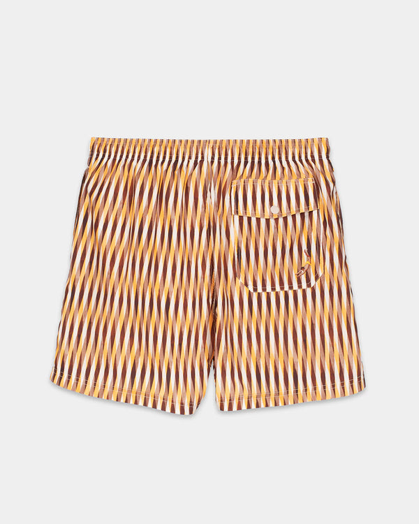 Ocra Brown Mixed Stripes Swim Shorts