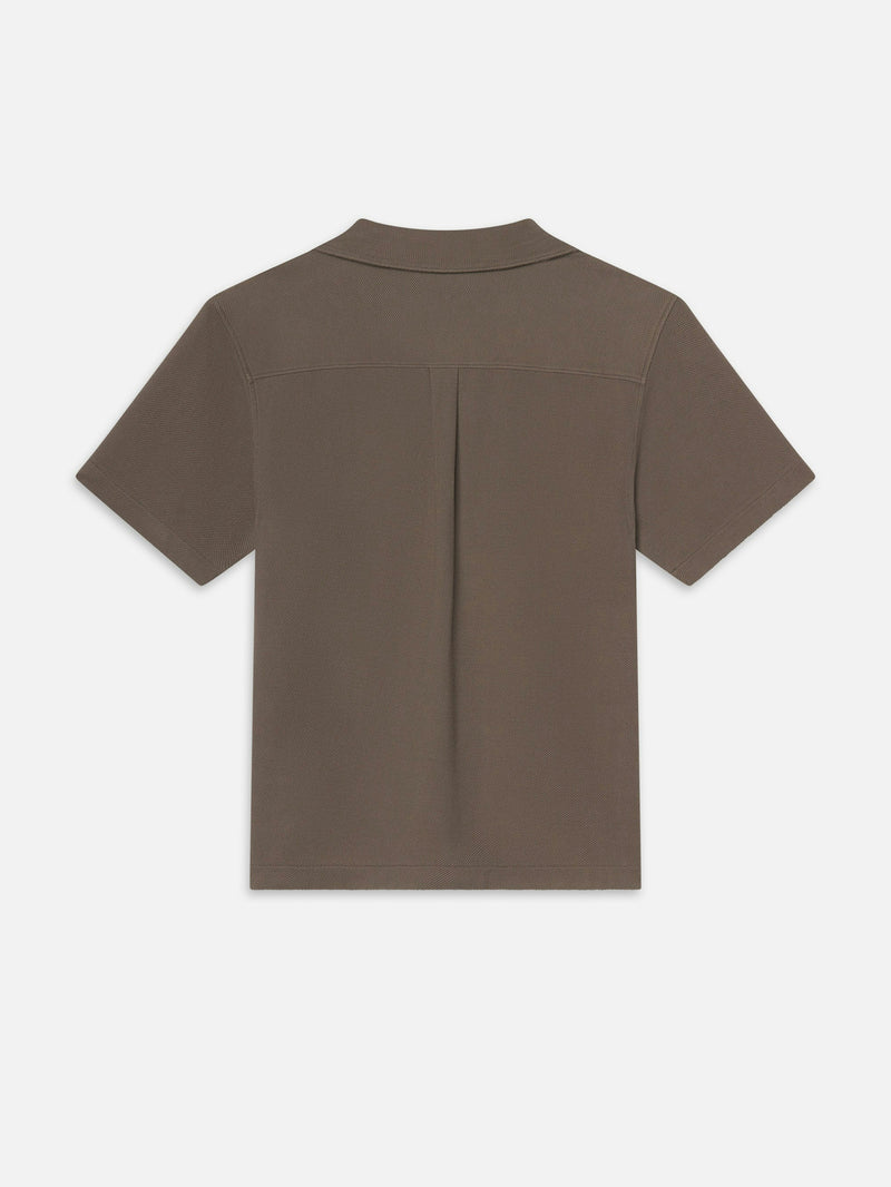 Jacquard Short Sleeve Relaxed Shirt in Dark Sage
