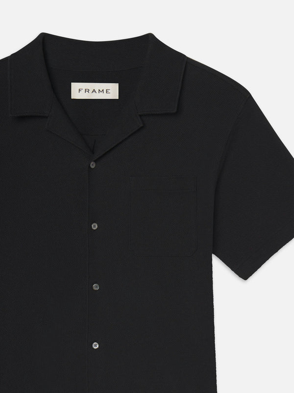Jacquard Short Sleeve Relaxed Shirt in Black
