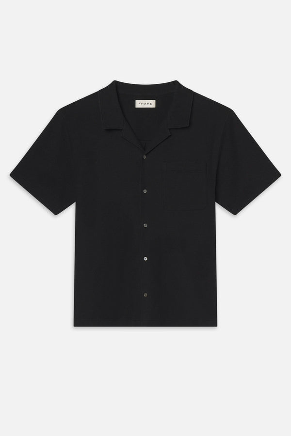 Jacquard Short Sleeve Relaxed Shirt in Black