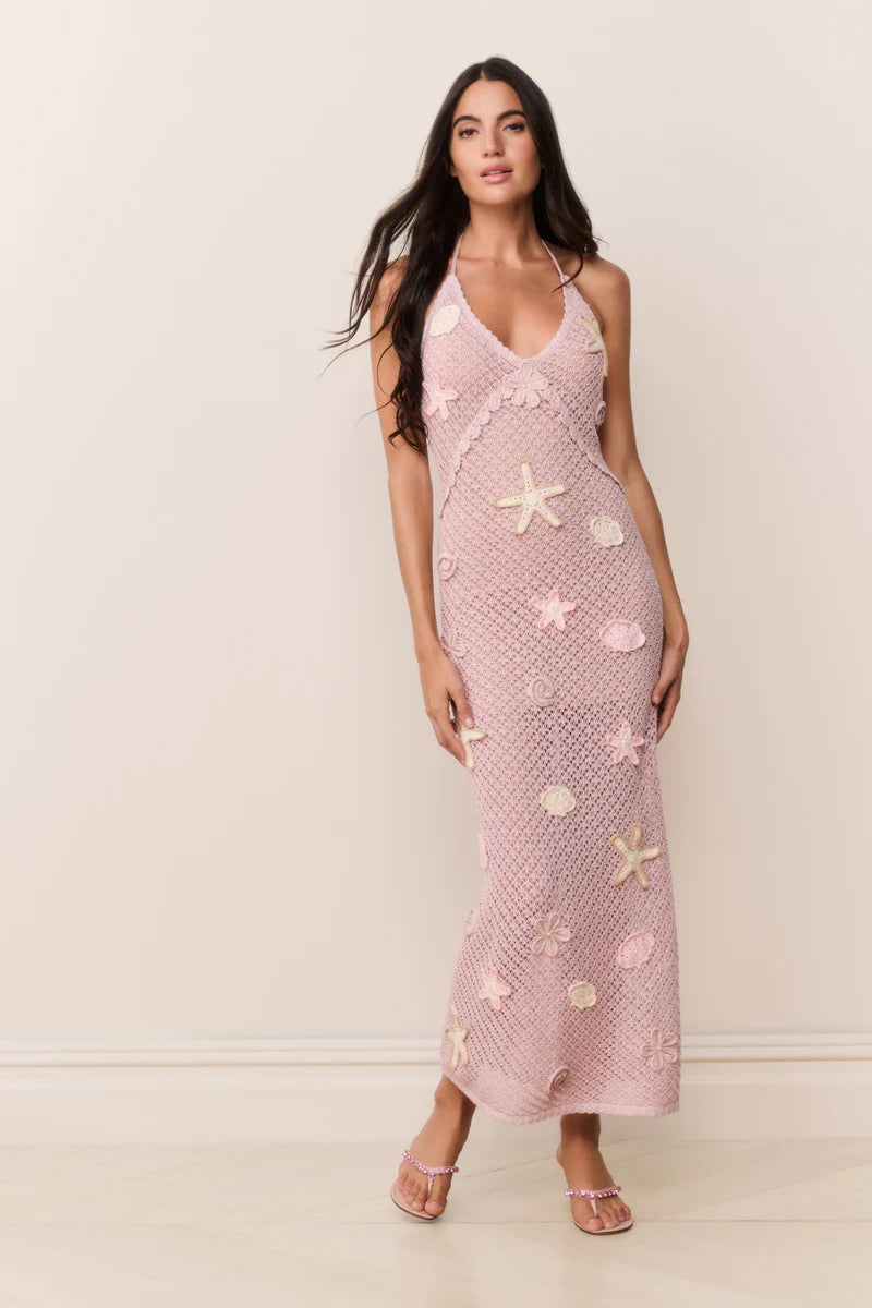 crochet beaded maxi dress OCEAN BREEZE CROCHET MAXI DRESS – AKIRA main image 1