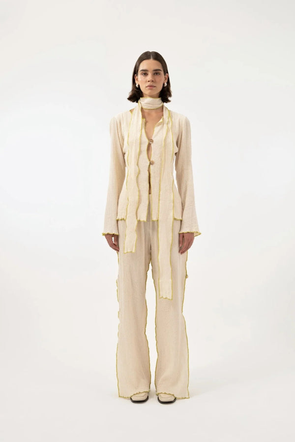Malaika Pants Cream-Green