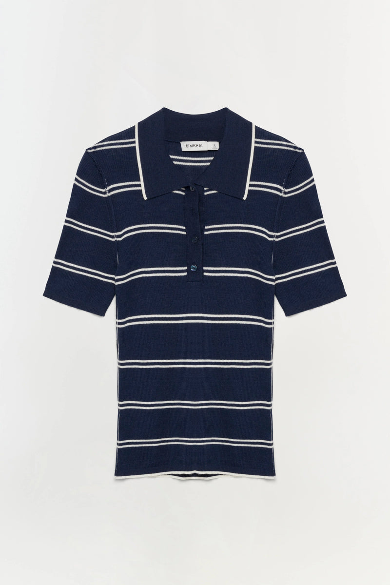 Matty SS Polo Midnight Stripe