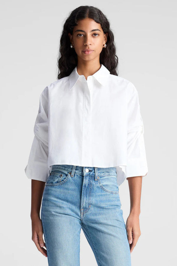 Maude Cropped Cotton Top White