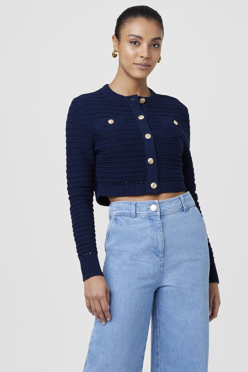 Miller Pointelle Cardigan Navy
