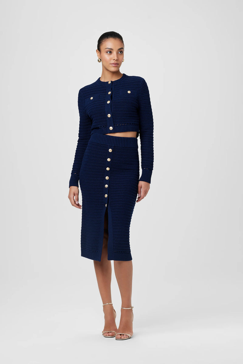Miller Pointelle Cardigan Navy