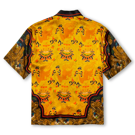 Short Sleeve Traditional Silk Shirt Yellow