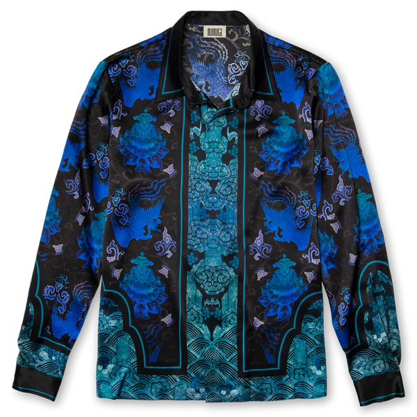 Traditional Mulberry Silk Shirt Blue