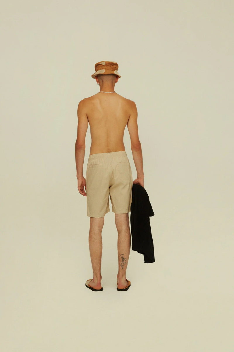 Beige Cargo Linen Shorts