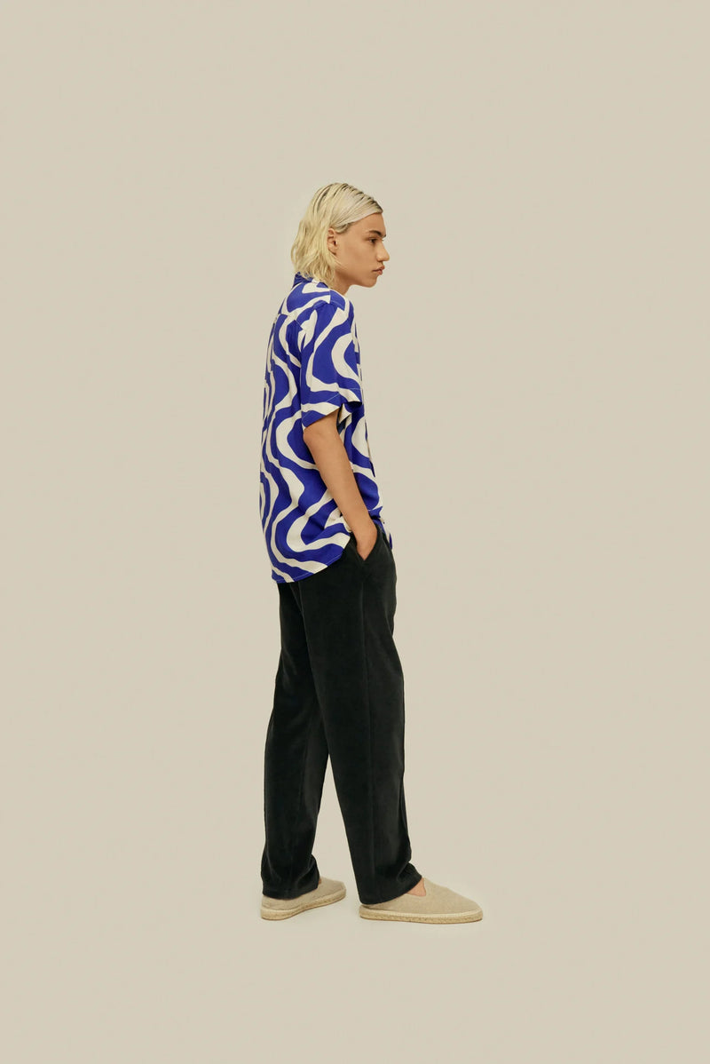 Blue Rippling Viscose Shirt