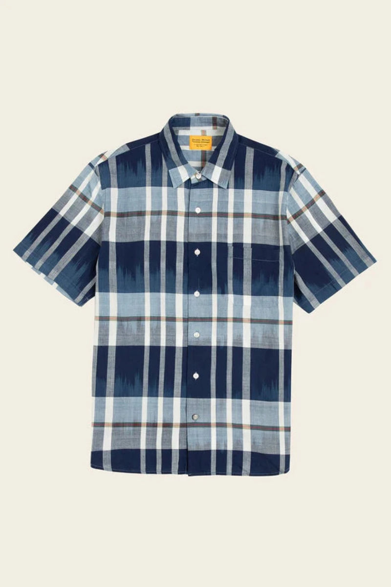 N.114 LAX Short Sleeve Shirt Blue Ikat Check