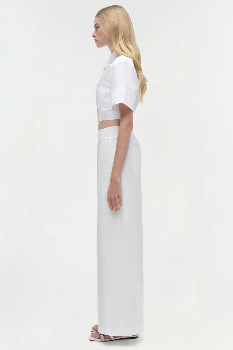 Olly Double Waistband Pant White