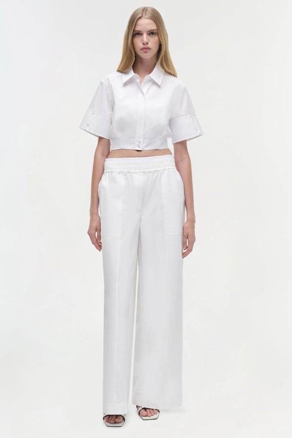 Olly Double Waistband Pant White