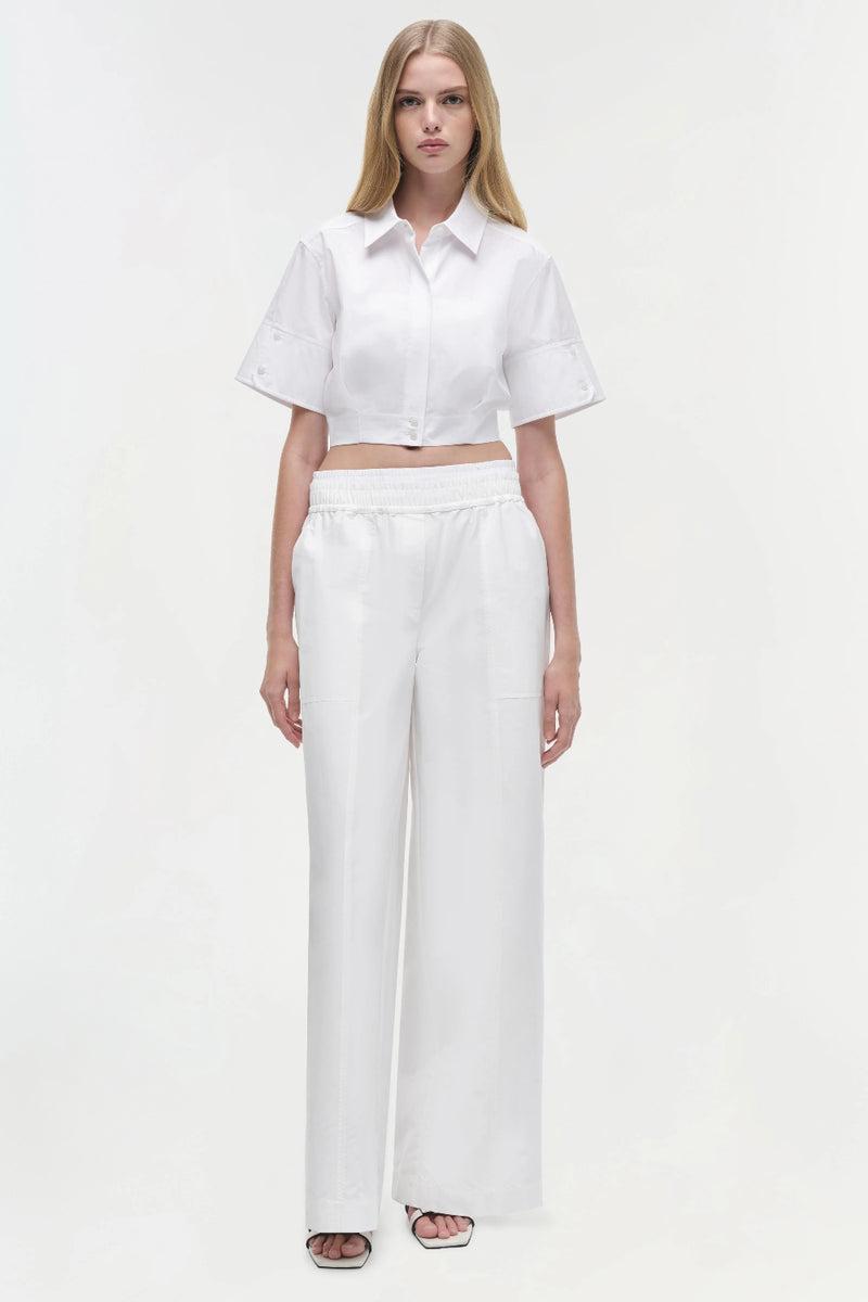 Olly Double Waistband Pant White