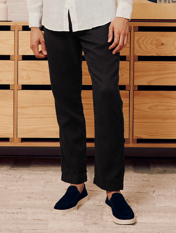 Oscar Linen Chinos Black