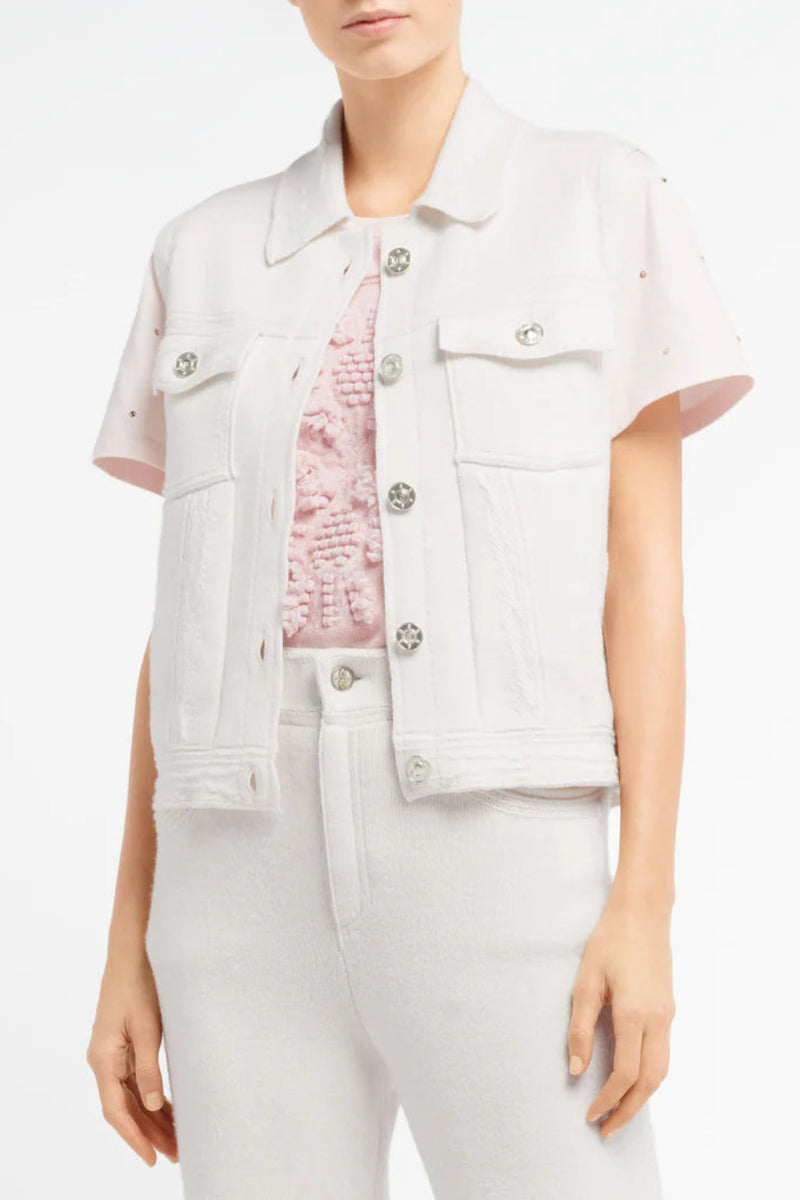 Oversized Sleeveless Denim Jacket in Cashmere and Cotton