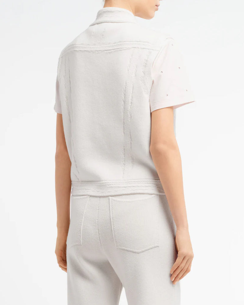 Oversized Sleeveless Denim Jacket in Cashmere and Cotton