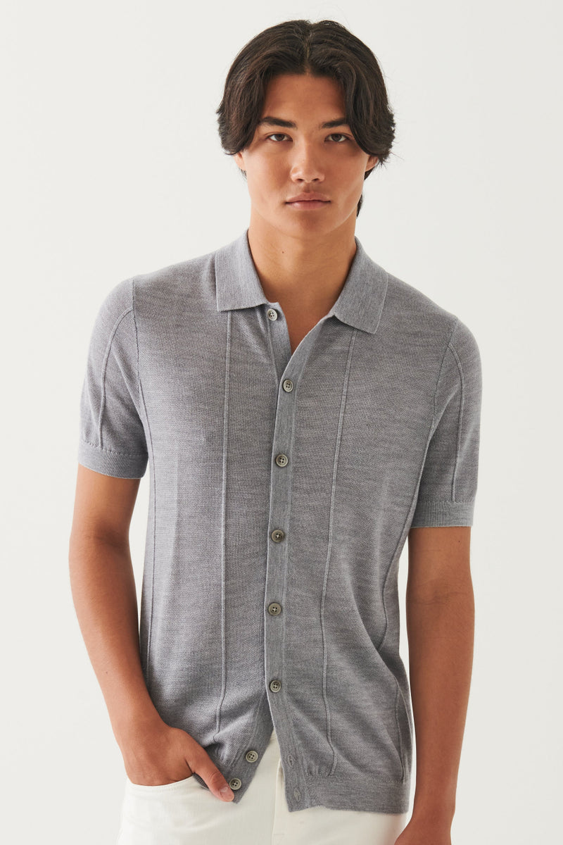 SS Seed Stitch Full Button Front Sweater