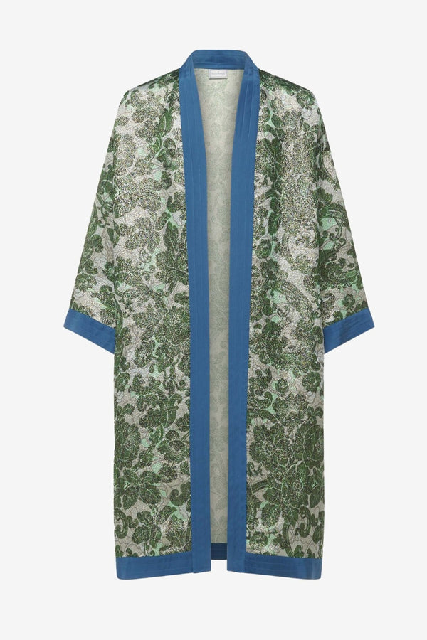 Paxada Kimono Floral Blue Trim