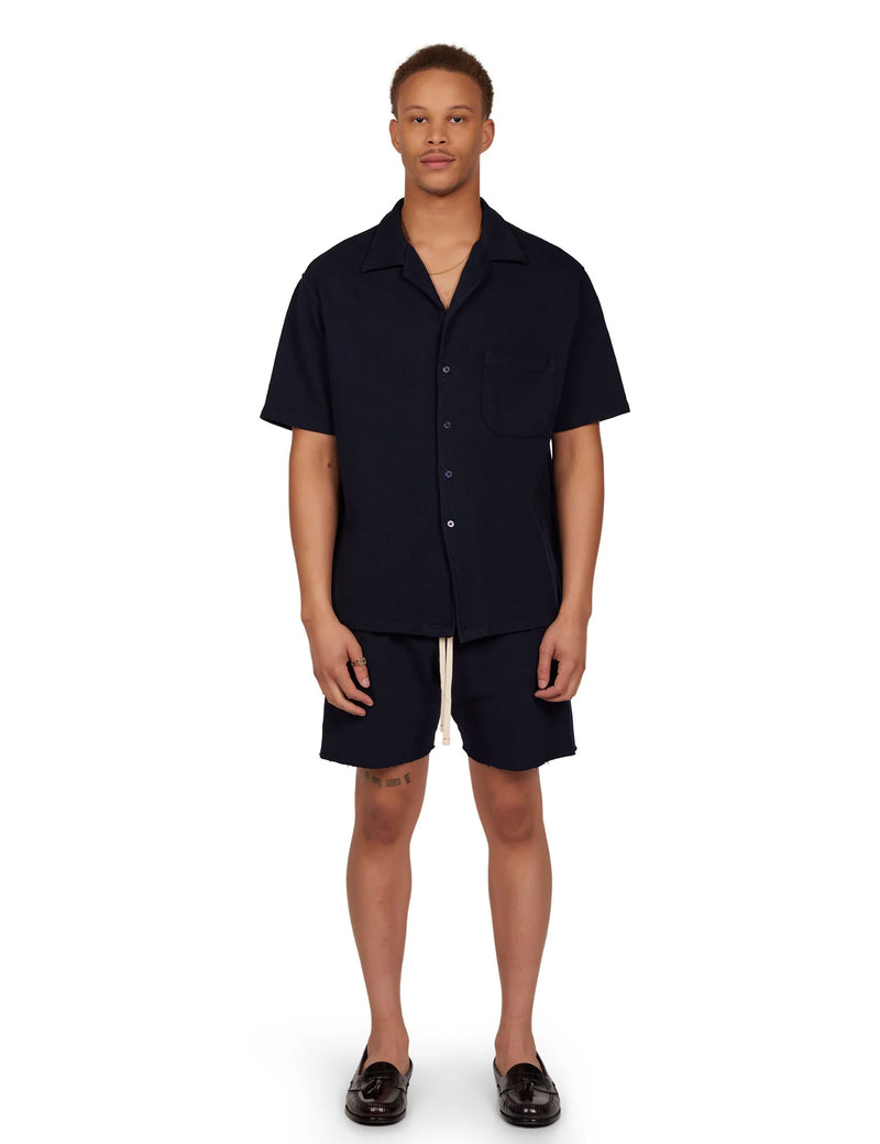 Pique S/S Cuban Shirt Navy
