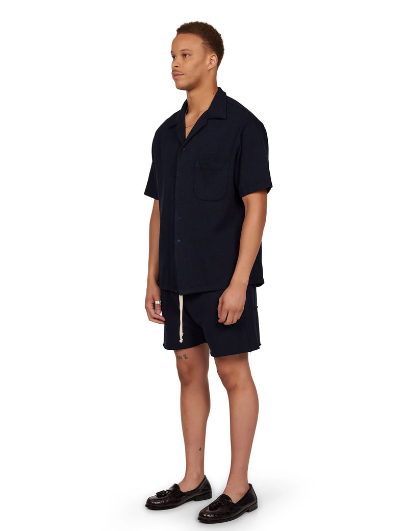 Pique S/S Cuban Shirt Navy