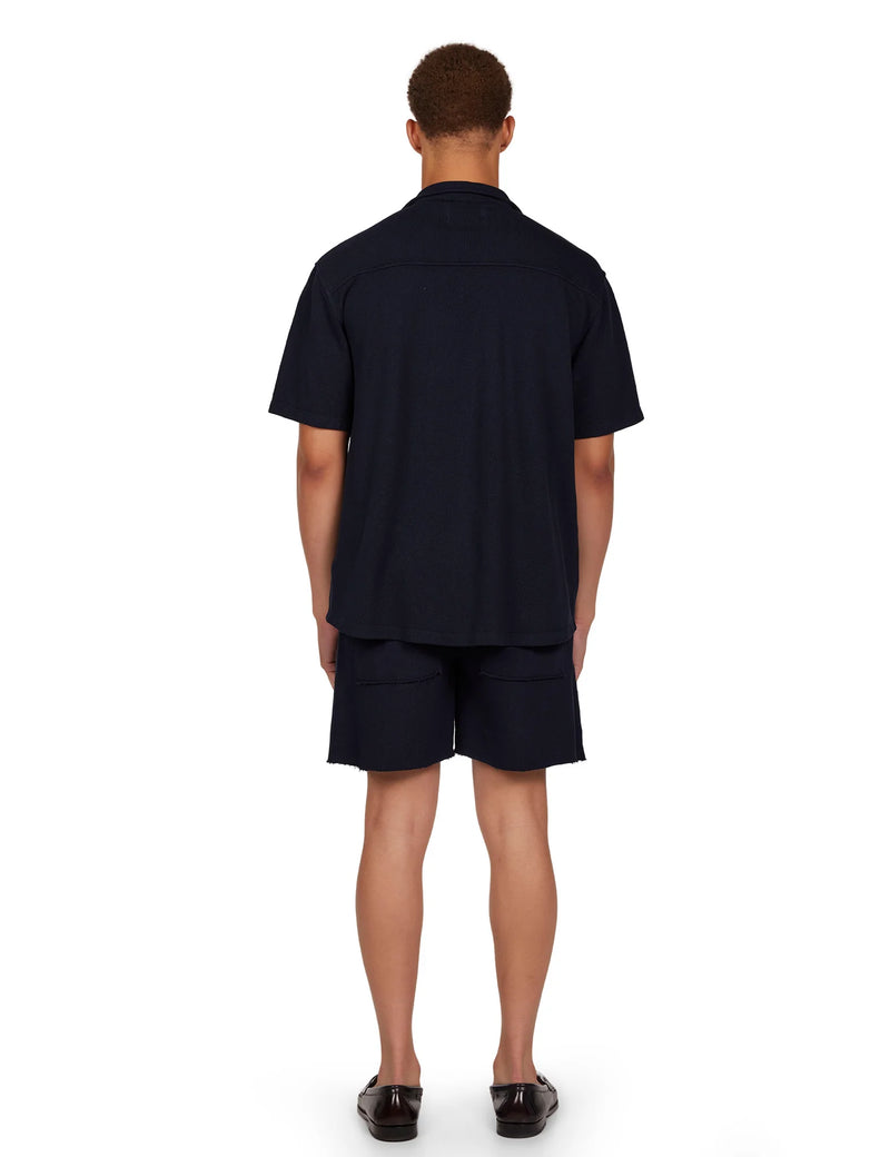 Pique S/S Cuban Shirt Navy