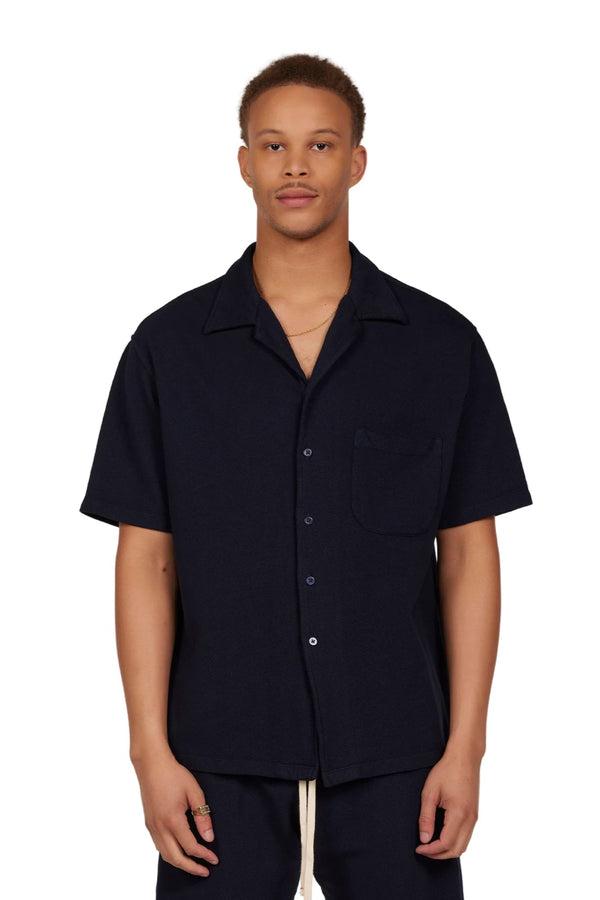 Pique S/S Cuban Shirt Navy
