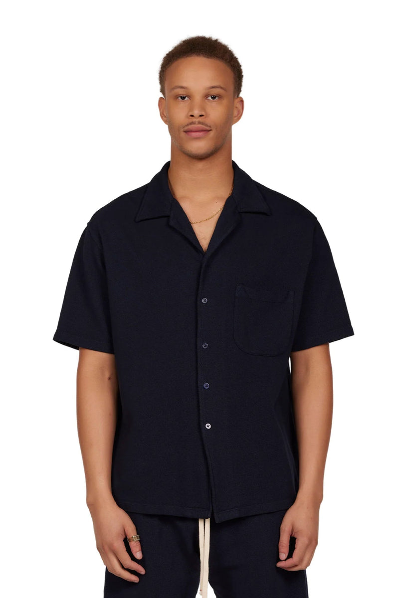 Pique S/S Cuban Shirt Navy