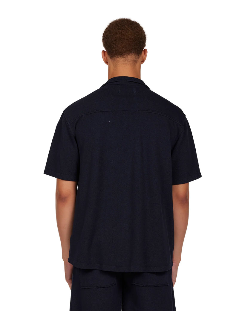 Pique S/S Cuban Shirt Navy
