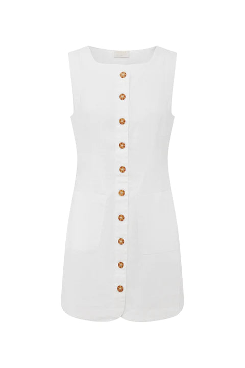 Emma Button Down Mini Dress Ivory