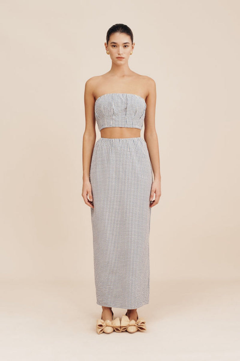 Mira Strapless Crop Top Gingham (Final Sale)