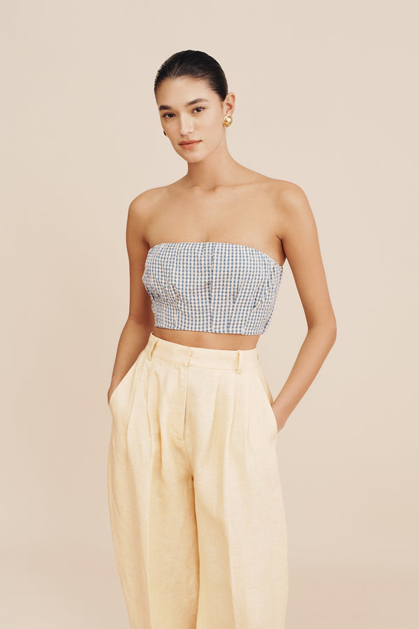 Mira Strapless Crop Top Gingham (Final Sale)