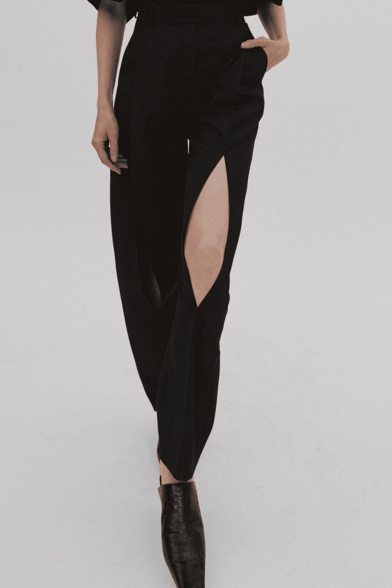 Pants with Vertical Slit Knees