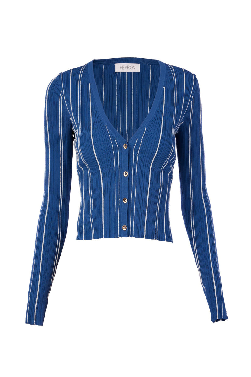 Pearl Cardigan Sapphire Stripe