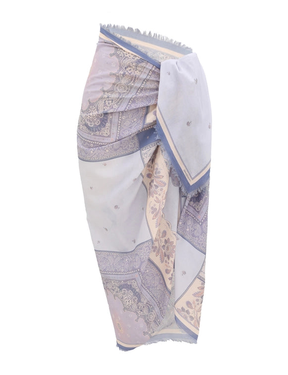 Printed Cotton Pareo Blue Bandana
