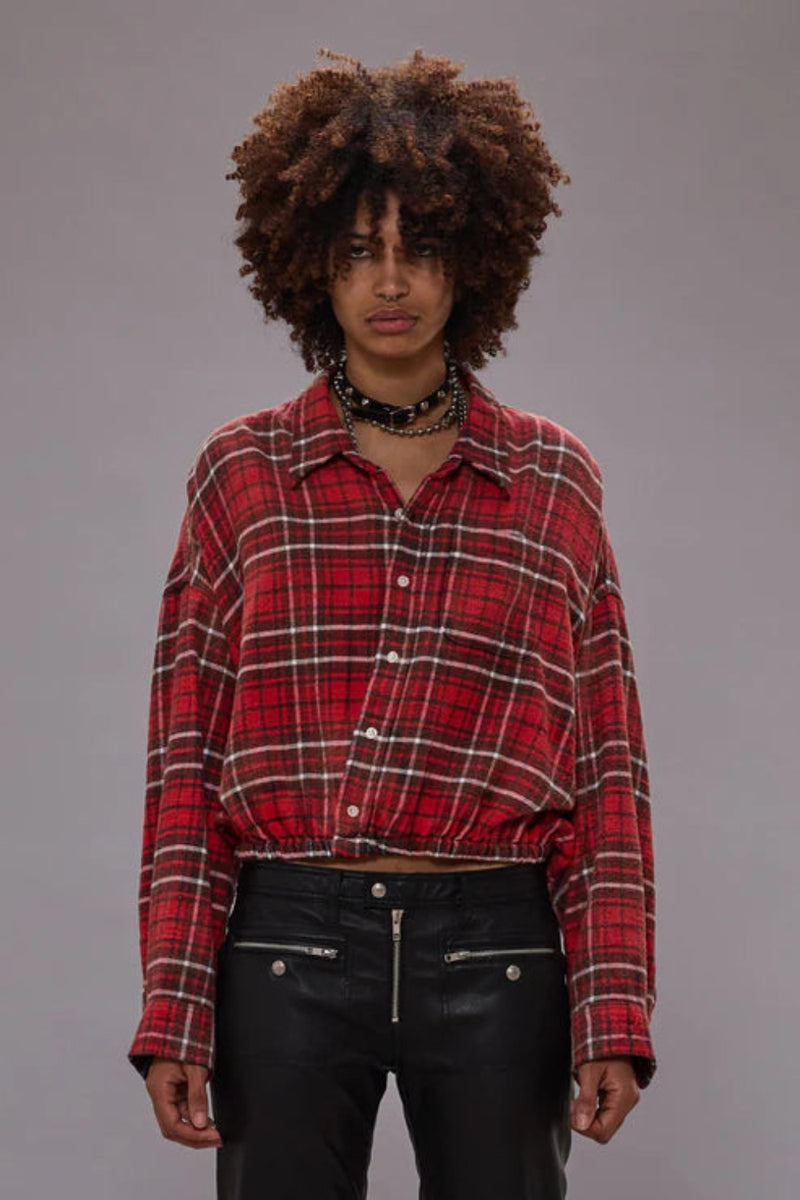 Crossover Bubble Shirt Washed Red Plaid