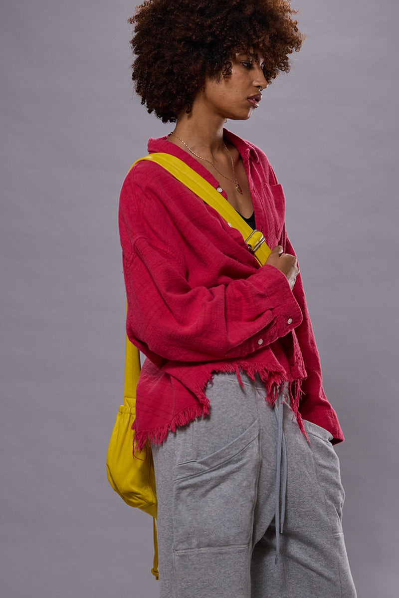 Drop Neck Cropped Shirt