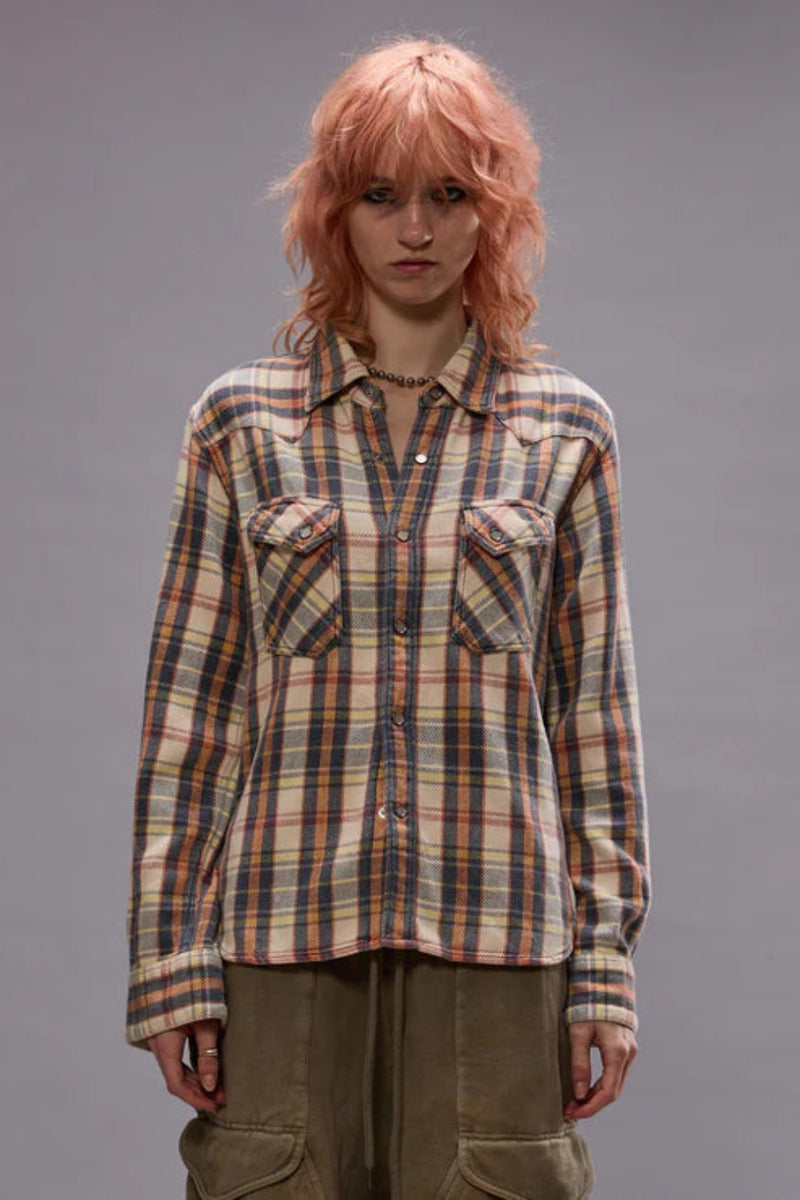 Slim Cowboy Shirt Cream-Grey-Orange
