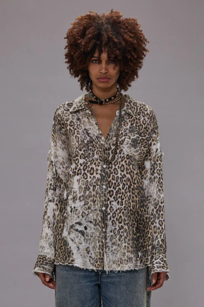 Shredded Seam Drop Neck Shirt