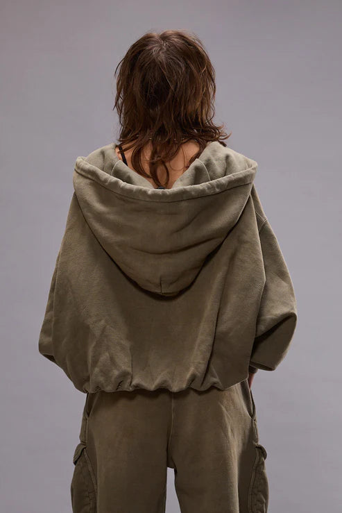 Balloon Zip Up Hoodie Faded Olive
